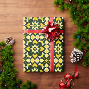 Papel De Regalo Diseño floral geométrico vibrante