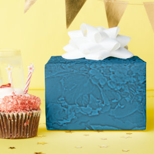 Papel De Regalo Diseño Floral Lantana Azul Teal