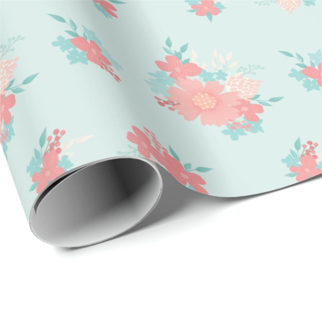 Papel De Regalo Diseño floral moderno y bonito (Esquina del rollo)