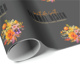 Papel De Regalo Diseño floral sofisticado Flores naranjas negras