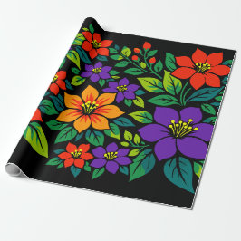 Papel De Regalo Diseño floral vibrante con flores coloridas