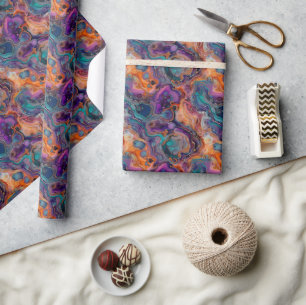Papel De Regalo Diseño fluido con puros, Naranjas y blues ricos