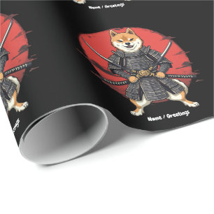 Papel De Regalo Diseño gráfico de arte japonés Shiba Inu Samurai