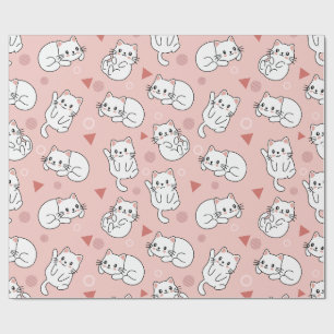 Papel De Regalo Diseño impecable de Gatito Blanco