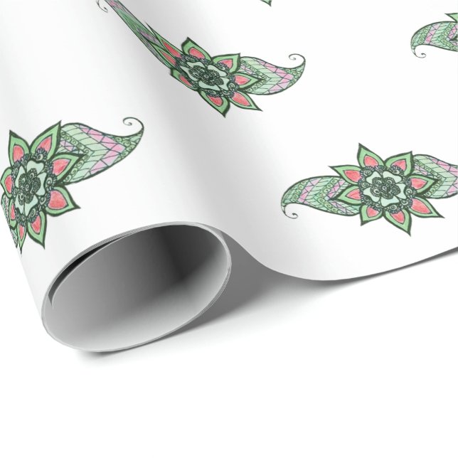 Papel De Regalo Diseño inspirado en Henna con envoltura de regalo  (Esquina del rollo)