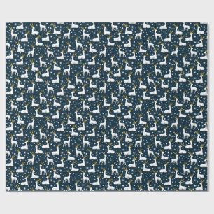 Papel De Regalo Diseño invernal de renos geométricos y estrellas