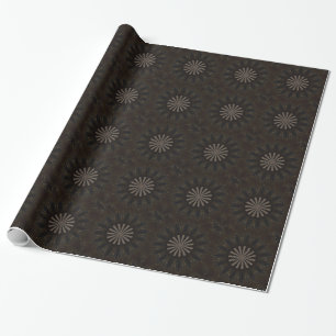 Papel De Regalo Diseño Kaleidoscope Floral rústica marrón oscuro