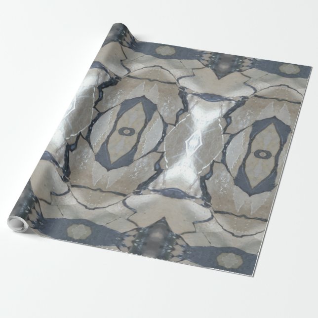 Papel De Regalo Diseño Kaleidoscope Luz y patrón gris oscuro (Desenrollado)