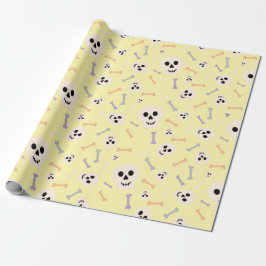 Papel De Regalo Diseño luminoso y transparente: cráneos y huesos d