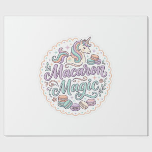 Papel De Regalo Diseño Mágico de Macaroon de Unicornio Caprichoso