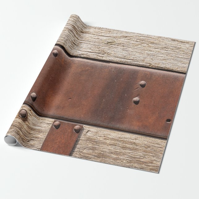 Papel De Regalo Diseño metalizado de madera marrón rústica (Desenrollado)