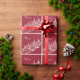 Papel De Regalo Diseño Mínimo de Mesa Feliz Navidad Personalizada 