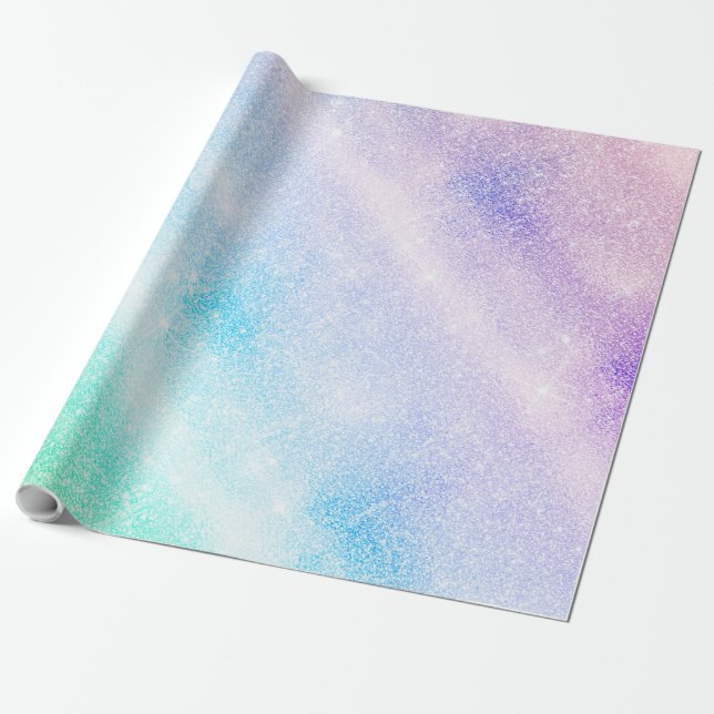 Papel De Regalo Diseño moderno Purpurina azul morado Ombre Glam (Desenrollado)