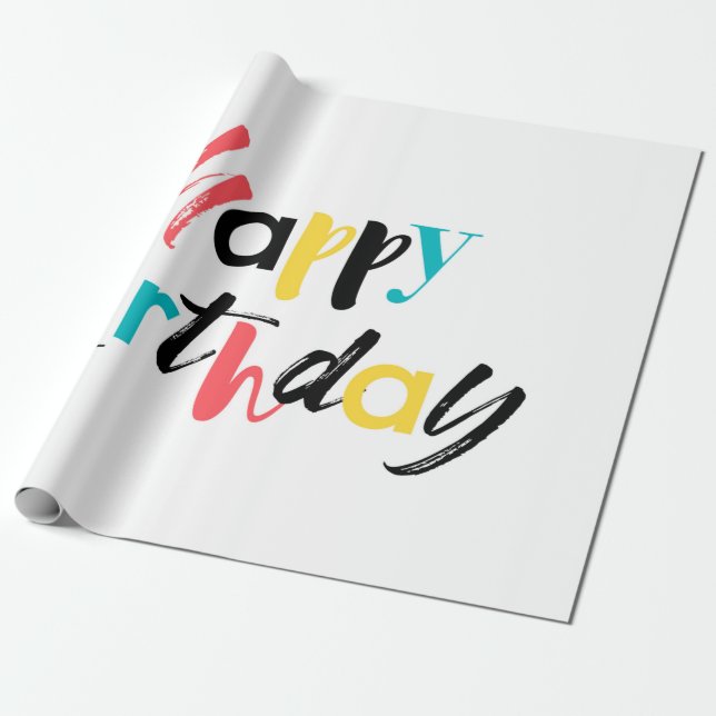 Papel De Regalo Diseño moderno y alegre de "Feliz Cumpleaños" (Desenrollado)