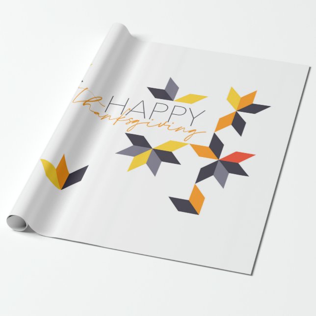 Papel De Regalo Diseño moderno y alegre de Happy Thanksending (Desenrollado)