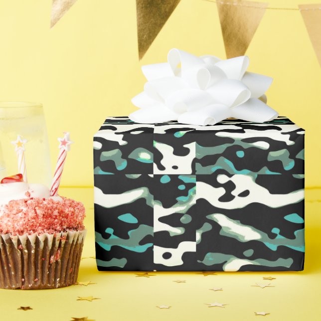 Papel De Regalo Diseño MVB Cameo Masculino Verde 2 (Fiesta de cumpleaños )