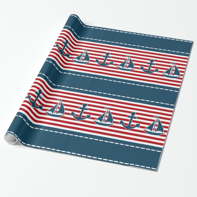 Papel De Regalo Diseño náutico (Desenrollado)