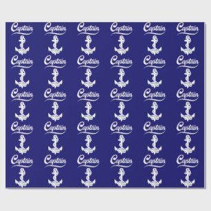Papel De Regalo Diseño Náutico Ancla Barco de Vela Capitán