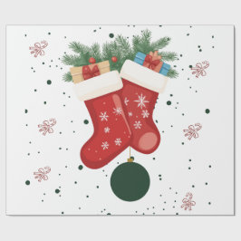 Papel De Regalo Diseño navideño adorable de calcetines y regalos d