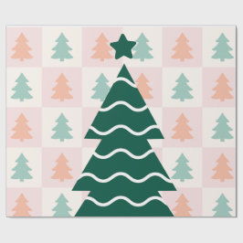 Papel De Regalo Diseño navideño de árbol de Navidad lindo.