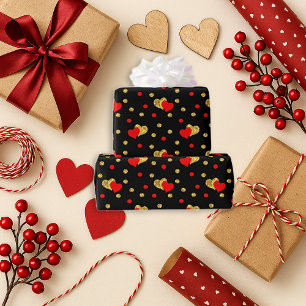 Papel De Regalo Diseño negro romántico del corazón