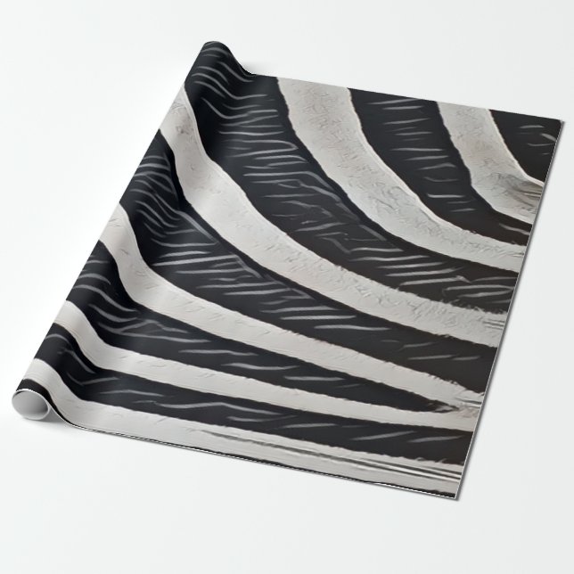 Papel De Regalo Diseño negro y blanco de piel de cebra para el ama (Desenrollado)