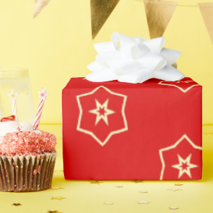 Papel De Regalo Diseño Ornamental Rojo y Dorado