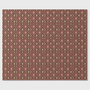Papel De Regalo Diseño Real de Terciopelo Rojo con Flor de Lis Dor