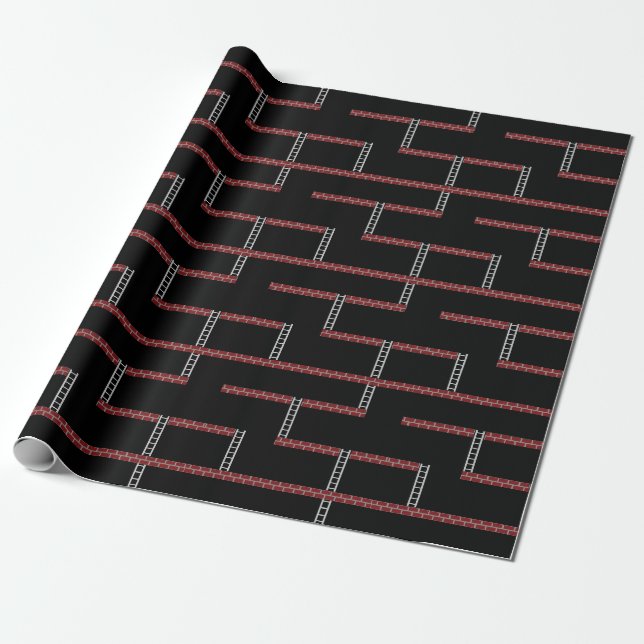 Papel De Regalo Diseño Retro Arcade Pixel Platform Escalera (Desenrollado)