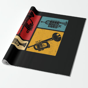 Papel De Regalo Diseño retro de jugador de trompeta de banda de ma
