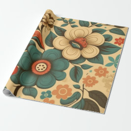 Papel De Regalo Diseño retro vintage floral pastel