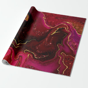 Papel De Regalo Diseño rojo dorado en mármol