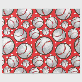 Papel De Regalo Diseño rojo y blanco de Baseballs
