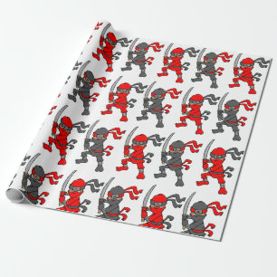 Papel De Regalo Diseño rojo y negro adaptable de Ninjas