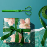 Papel De Regalo Diseño romántico Verde azulado y floral rosa<br><div class="desc">Estos impresionantes diseños florales te inspirarán a decorar tu lugar con un nuevo look o a cambiar tu manera de regalar. ¡Inspiren!</div>