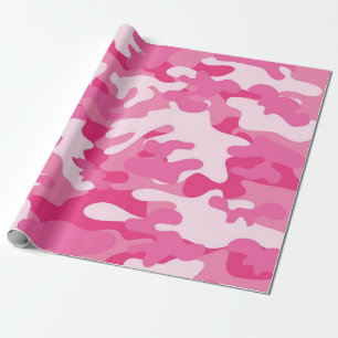 Papel De Regalo Diseño rosado y blanco de Camo