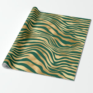 Papel De Regalo Diseño Serie Safari Esmeralda y Oro 4