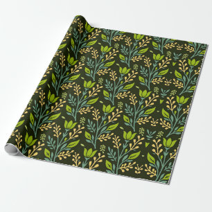 Papel De Regalo Diseño sofisticado de patrón floral azul y beige