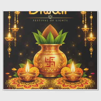 Papel De Regalo Diseño tradicional de Diwali Kalash y Diyas Festiv