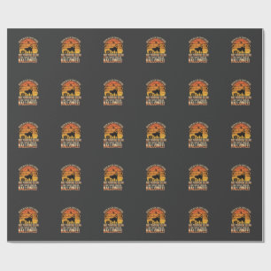 Papel De Regalo Diseño Vectorial de Calabaza de Gato Negro de Hall