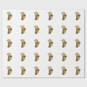 Papel De Regalo Diseño vectorial de girasol de jirafa vintage_1
