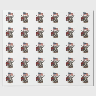 Papel De Regalo Diseño vectorial de vaca Longhorn patriótica y gra