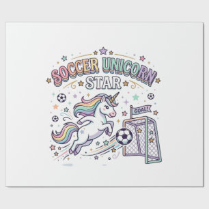 Papel De Regalo Diseño Vectorial Divertido Estrella Fútbol Unicorn