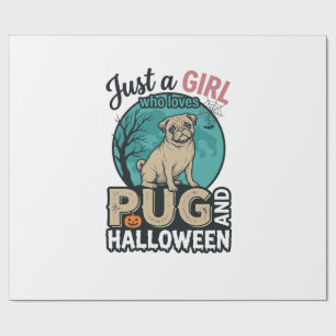 Papel De Regalo Diseño vectorial vintage de niña pug Halloween (2)
