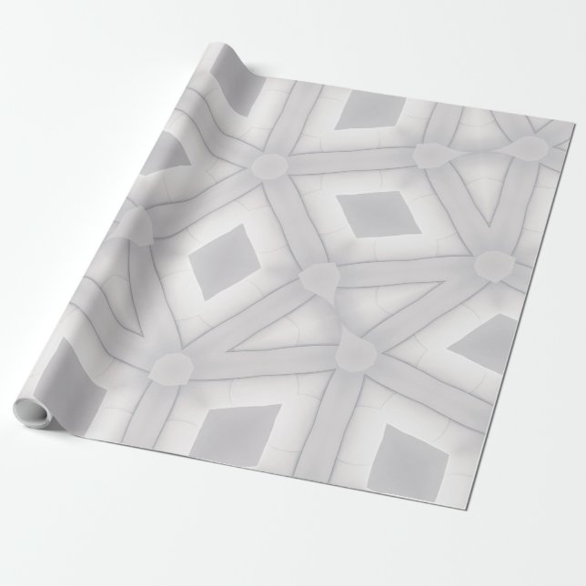 Papel De Regalo Diseños digitales geométricos únicos de blanco neg (Desenrollado)
