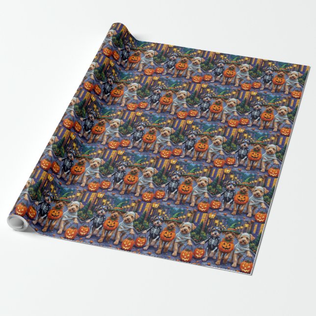 Papel De Regalo Disfraces de Halloween para perros Lowchen haciend (Desenrollado)