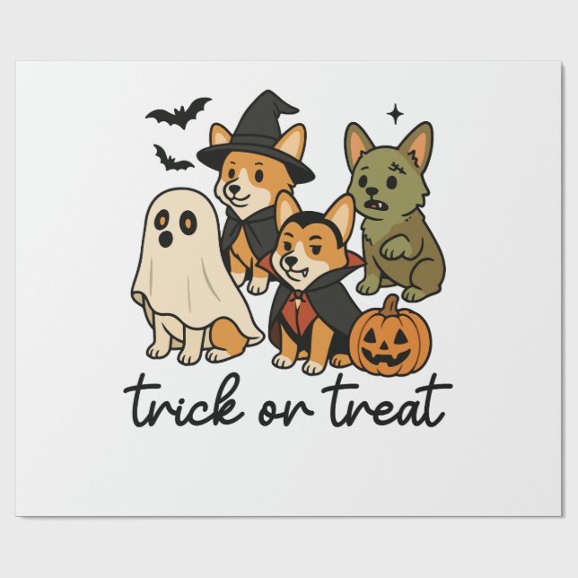 Papel De Regalo disfraz de corgi para Halloween (Superficie plana)