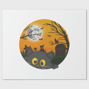 Papel De Regalo Disfraz de Halloween de gatito de Halloween