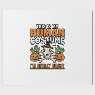 Papel De Regalo Disfraz Humano Husky Divertido Camiseta Perro Hall