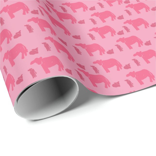 Papel De Regalo Dismal Pink Wrapping Paper Cows Western Ranch (Esquina del rollo)